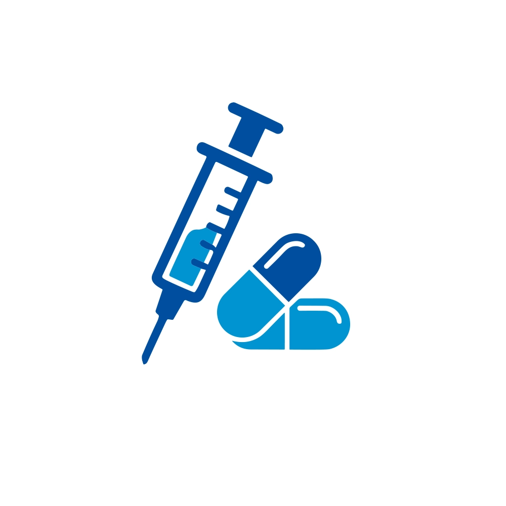Icon mit Spritze und Tabletten zur Verknüpfung zur Seite Pharma Industrie